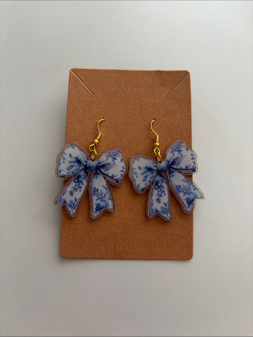 Fashion Jewelry Blue Floral Bow Drop Earrings